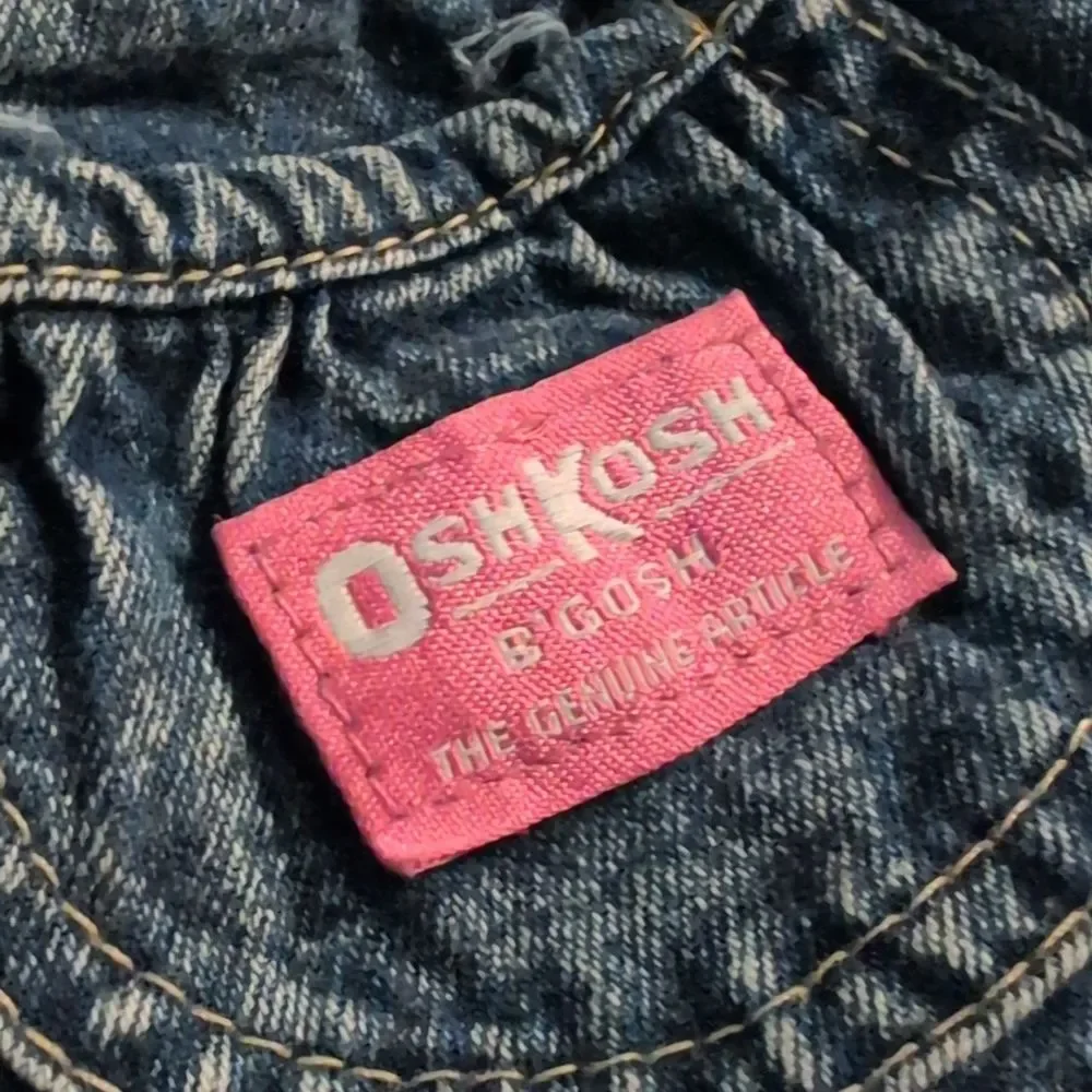 Oshkosh B'Gosh Vintage‎ Infant Girls Acid Wash Denim Baggy Overalls Jeans